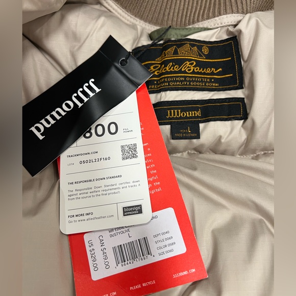 Eddie Bauer JJJJound Down Jacket - Olive - Picture 3 of 4